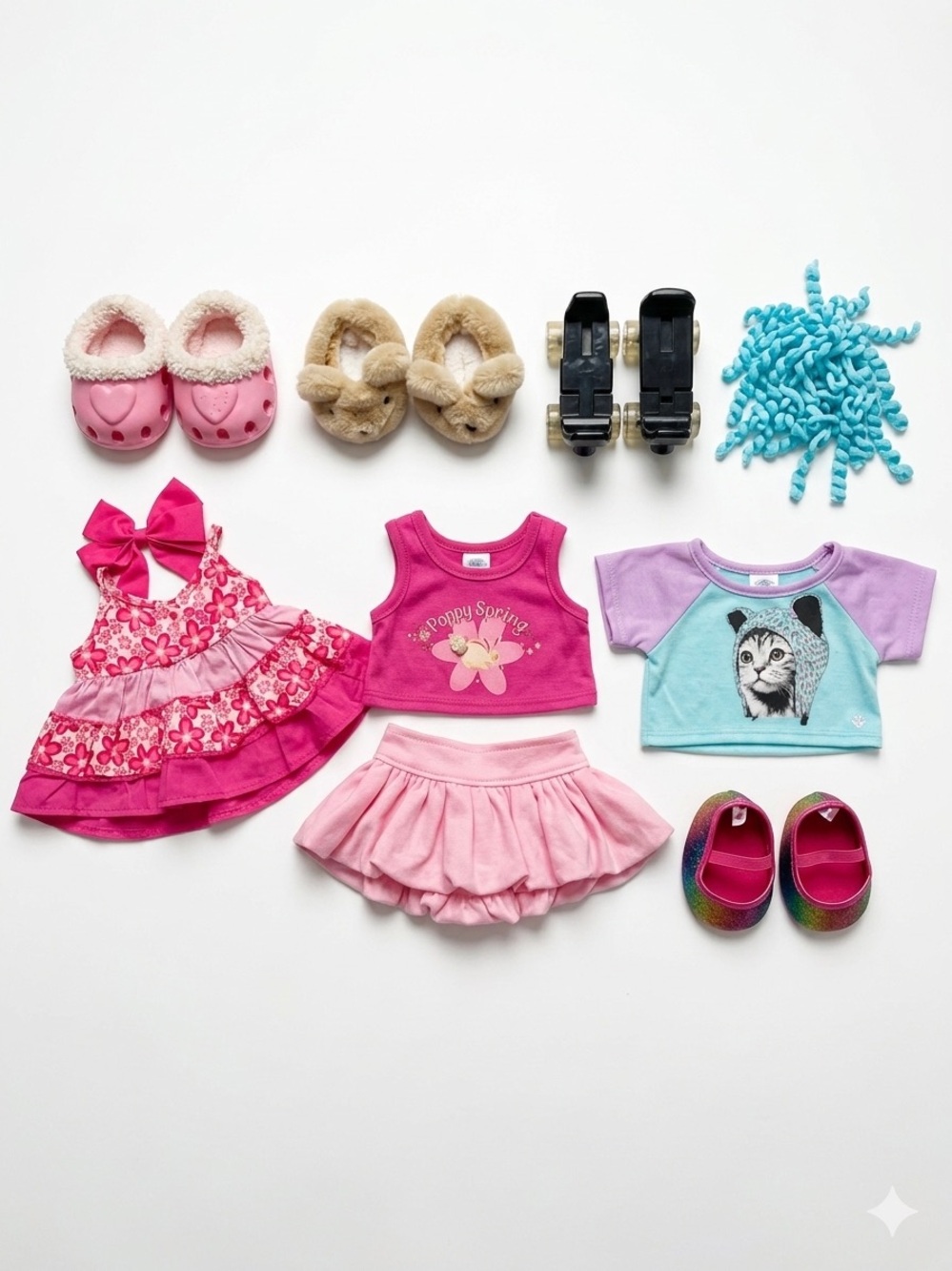 Build-A-Bear Lot/Bundle of Girl Bear Clothing and Shoes 10 Pieces